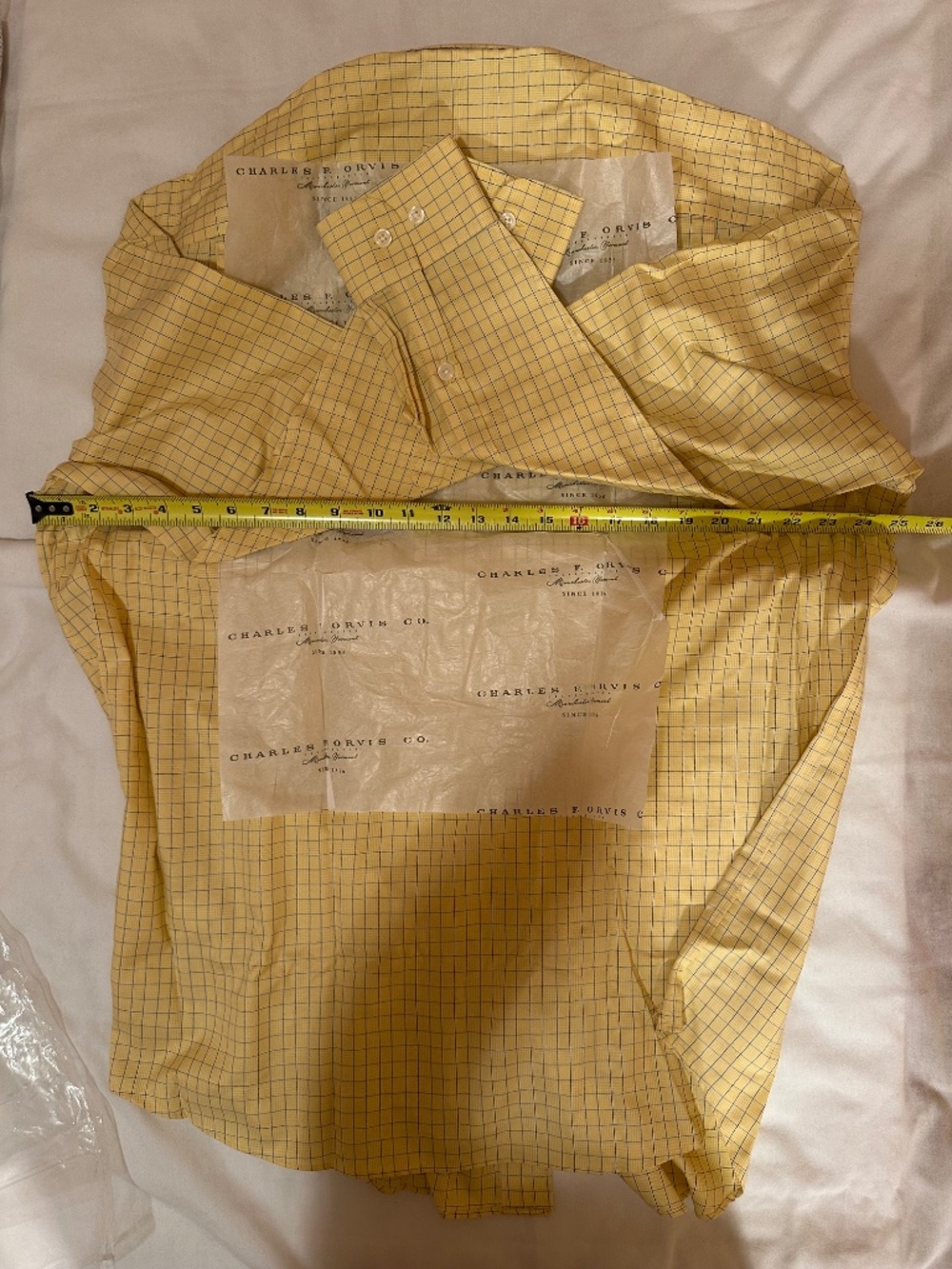 Orvis, L, yellow with blue checks men shirt - Picture 7 of 8